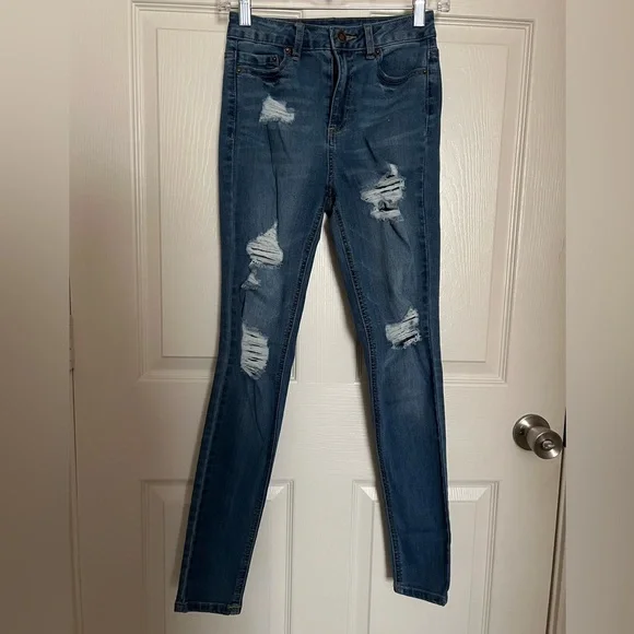 Blue Spice Jeans Blue Spice Blue Distressed High Waist Skinny